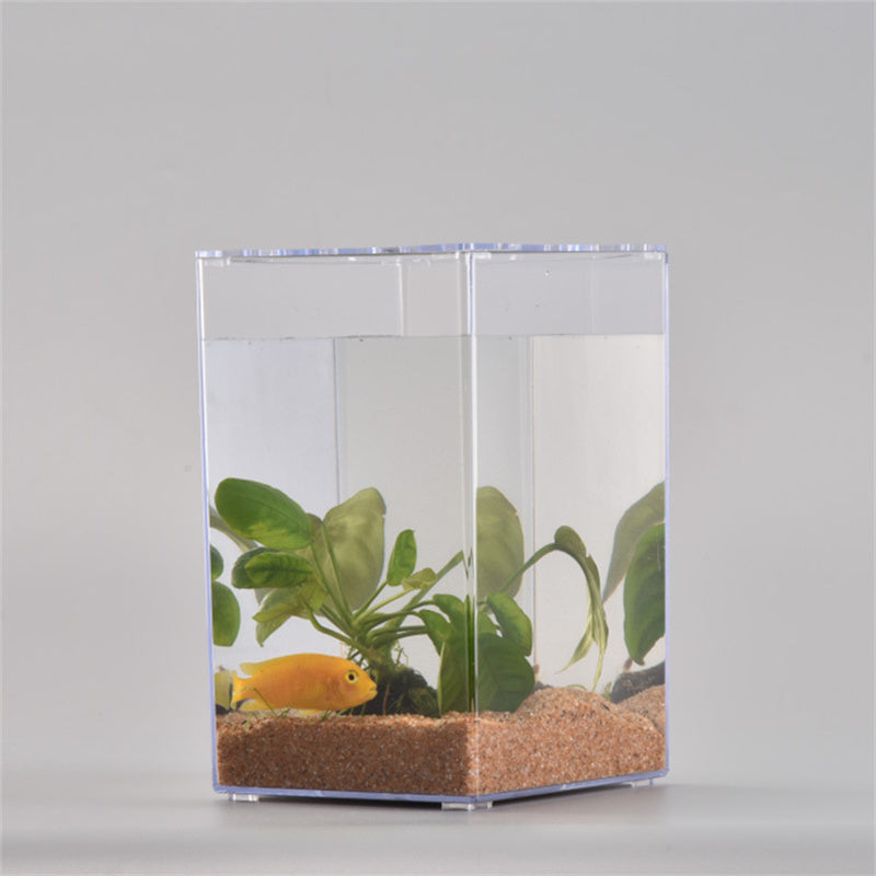Desktop Acrylic Fish Tank – 6.2" x 6.2" x 5.9" Transparent Aquarium for Office & Home eprolo