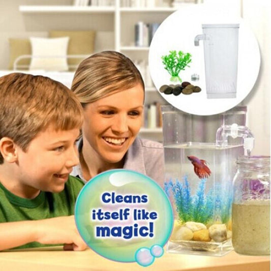 Self-Cleaning Fish Tank – 1L Complete Aquarium Setup with LED Light, Stones & Plants eprolo