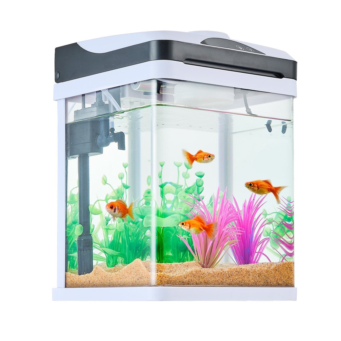 2 Gallon Fish Tank Aquarium LED Smart Square Clear Glass 7 Color Self Cleaning eprolo