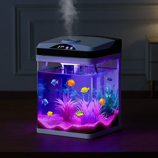 2 Gallon Fish Tank Aquarium LED Smart Square Clear Glass 7 Color Self Cleaning eprolo