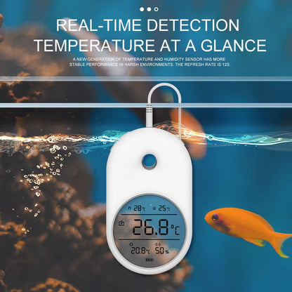 3 In 1 Electronic Aquarium Water Thermometer Hygrometer LCD Digital Water Temperature Measuring Tool With Probe for Fish Tank eprolo