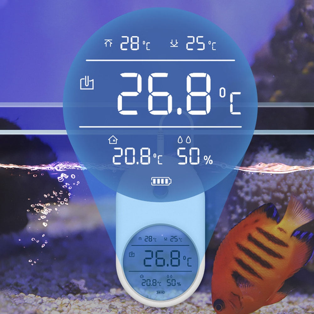 3 In 1 Electronic Aquarium Water Thermometer Hygrometer LCD Digital Water Temperature Measuring Tool With Probe for Fish Tank eprolo